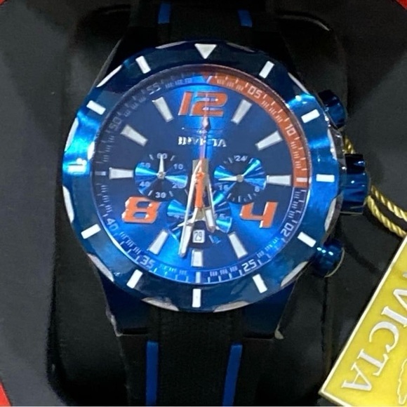 Invicta S1 Rally 35738 Chronograph Quartz Watch Blue with Red Case NWT - Picture 3 of 5